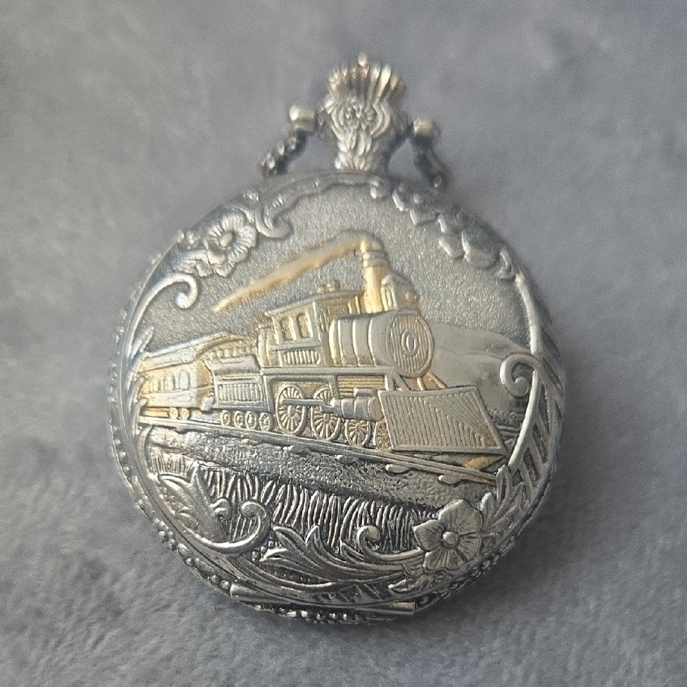 Watch-It Train Locomotive Pocket Watch Quartz Two-Tone